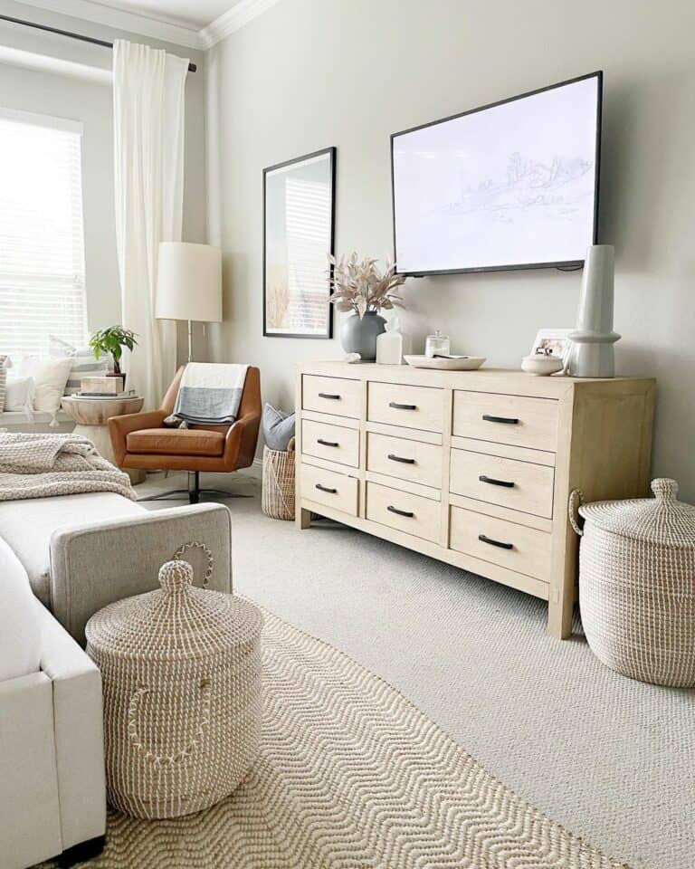 Light Wood Dresser With Black Handles