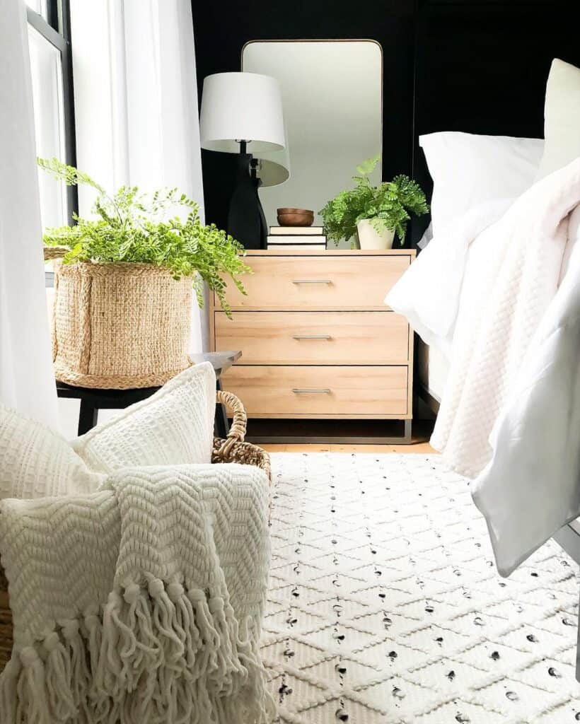 Light wood and black on sale nightstand