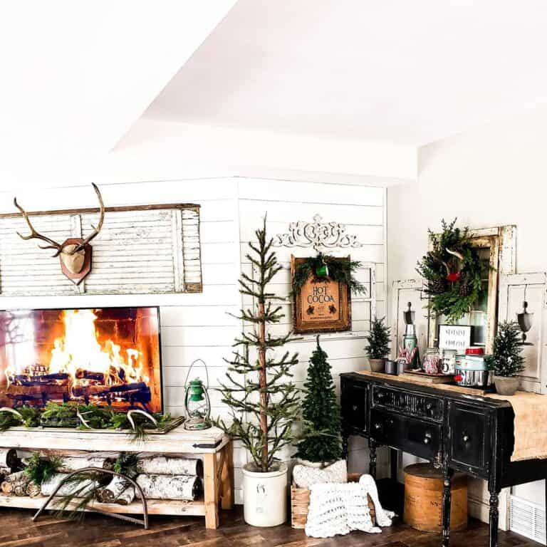 Living Room With Festive and Cabin Décor