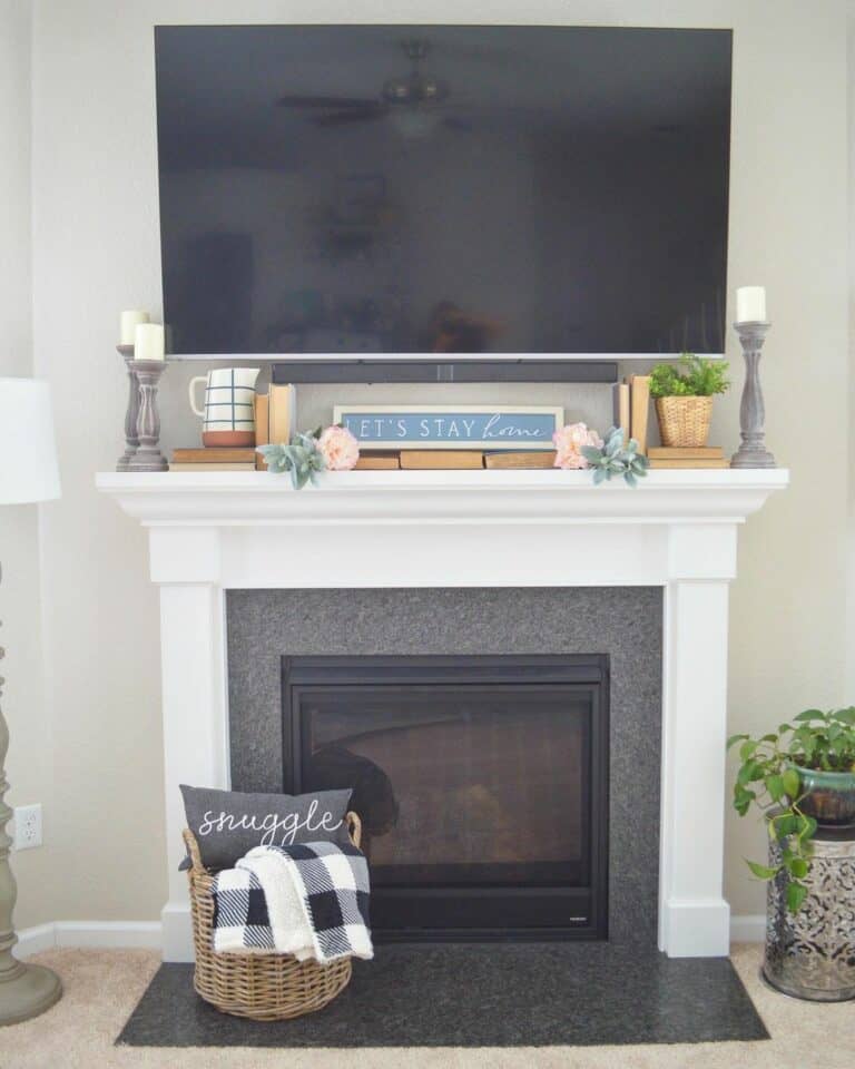 Living Room With TV Over Fireplace
