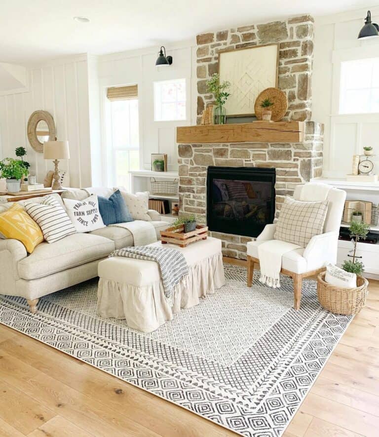 Living Room Wood Floor Ideas and Fireplace