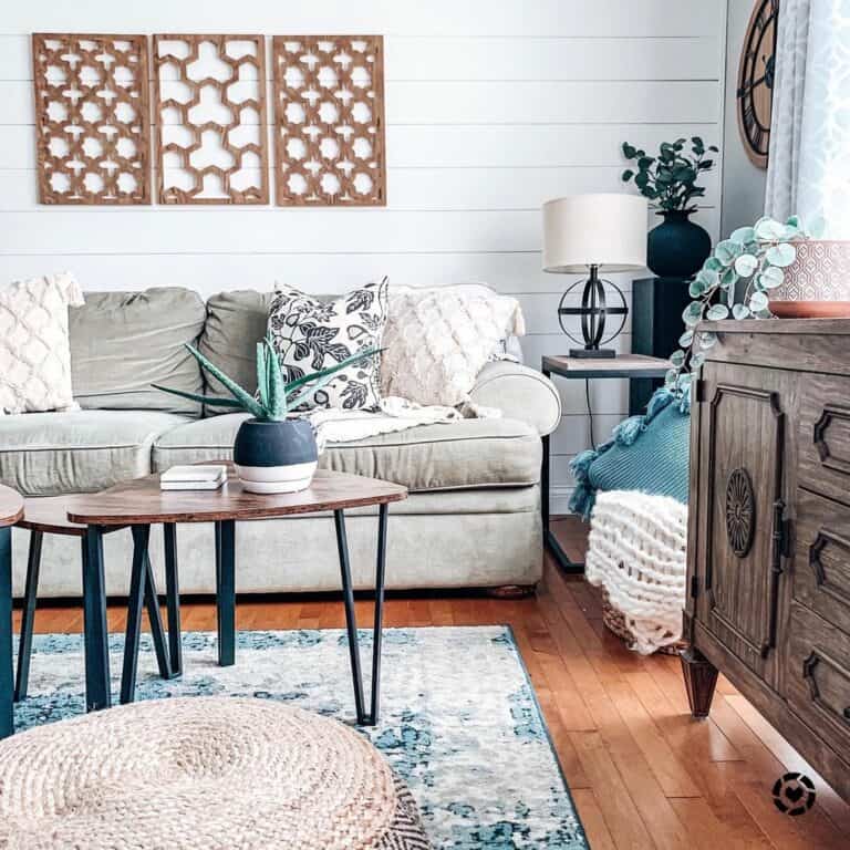 Living Room with Geometrical-Shaped Wall Art