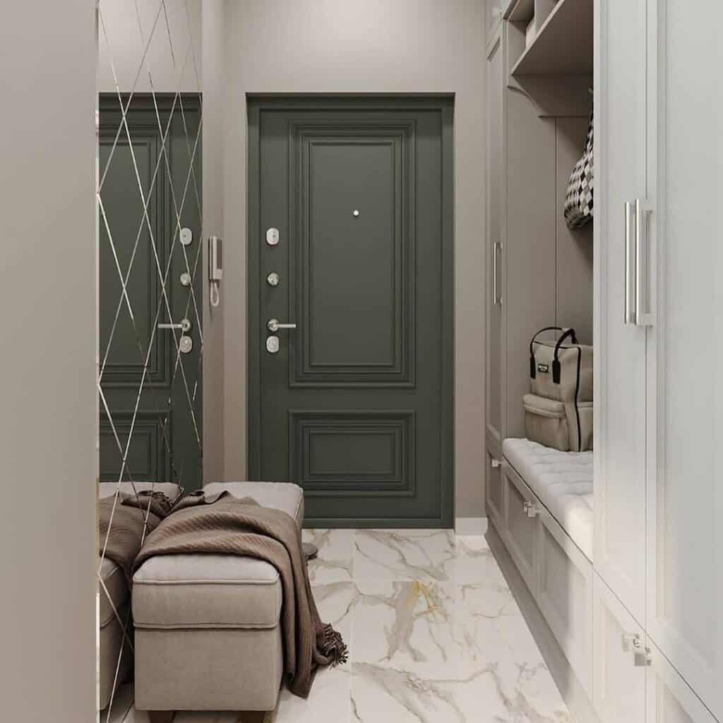 Luxurious Gray Built-in Lockers for Mudroom