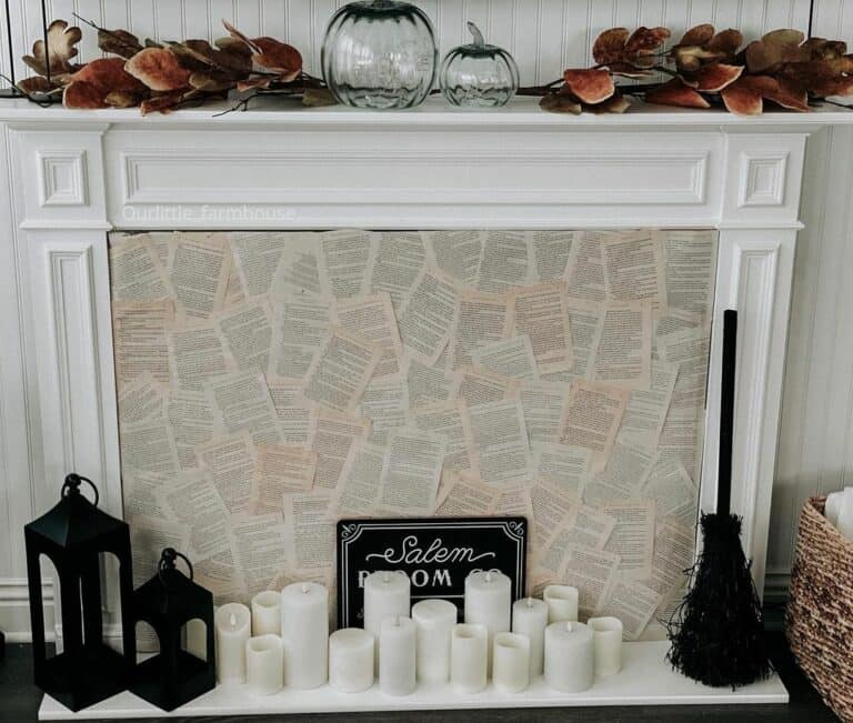 Magical Fireplace Mantel with Book Pages