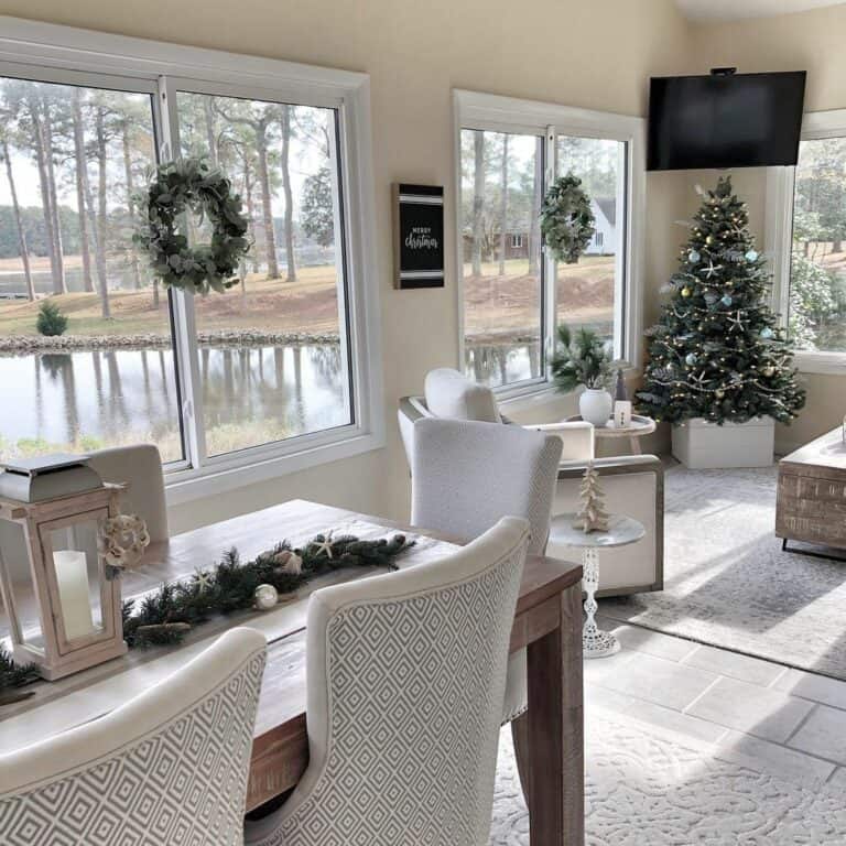 Matching Tree and Table Garland in Sunny Room