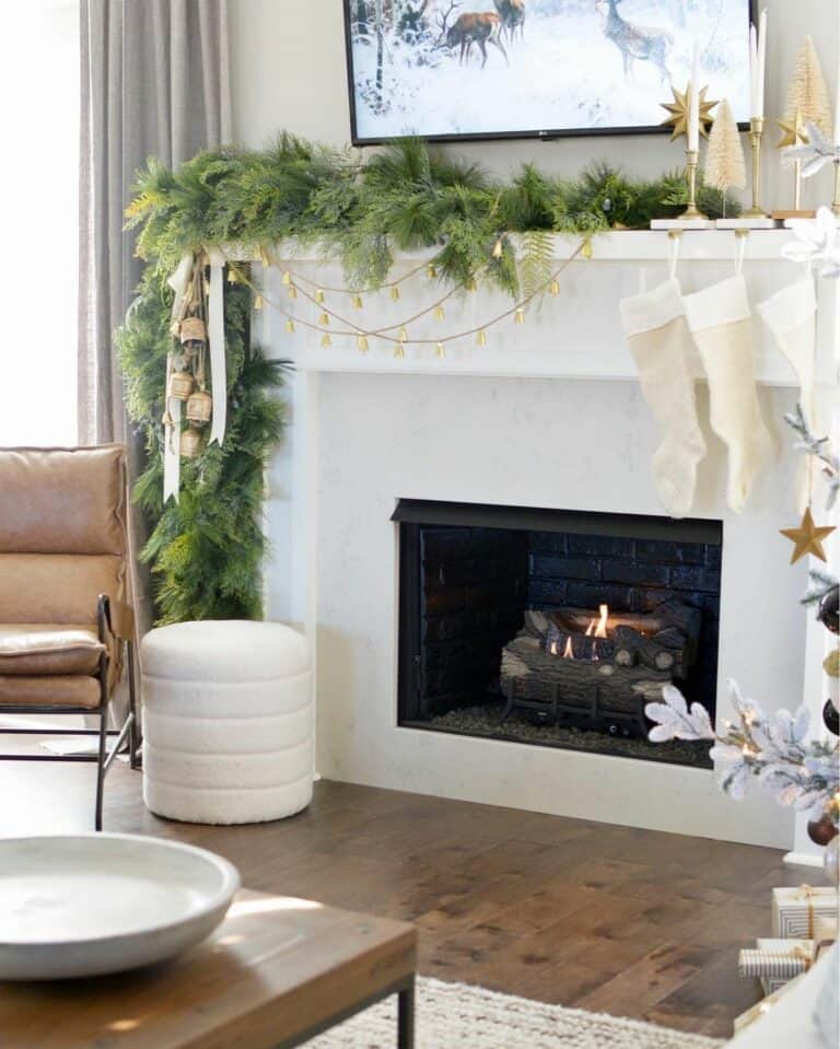 Minimalist Christmas Mantel with Garland