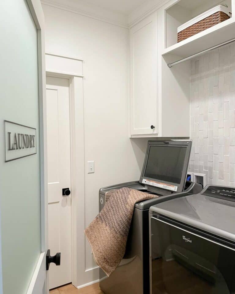 Minimalist Laundry Room With Frosted Glass Door - Soul & Lane