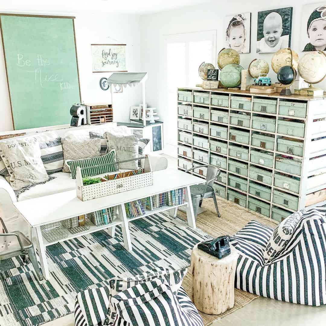 Mint Green Playroom Wall Shelves Soul & Lane