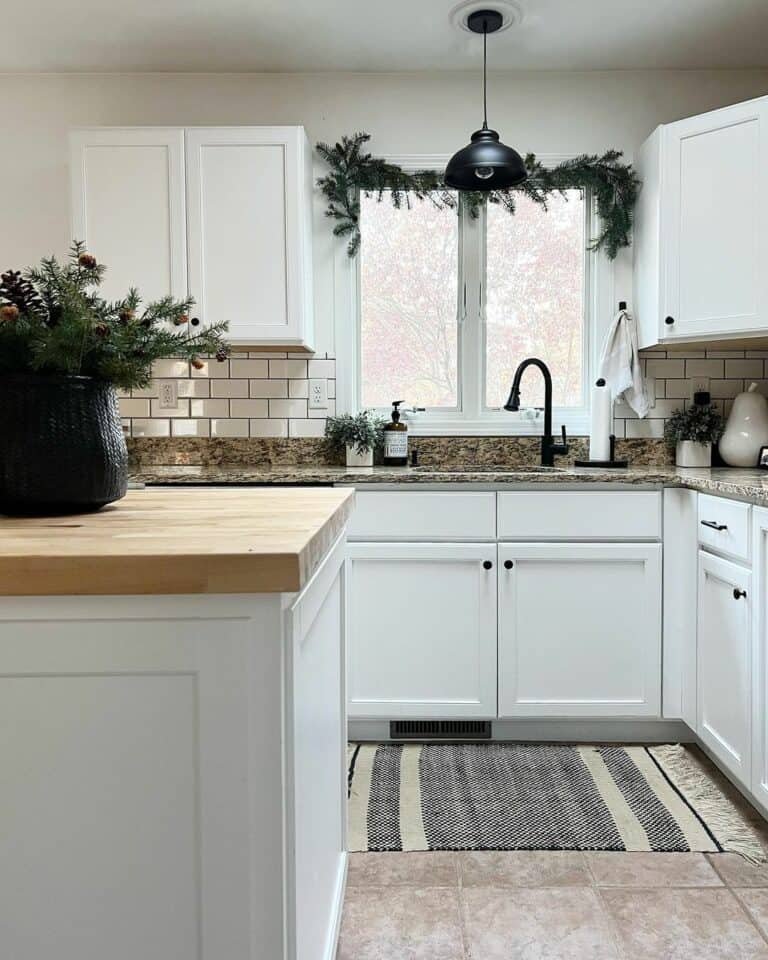 Mixed Material Countertops in Farmhouse Kitchen