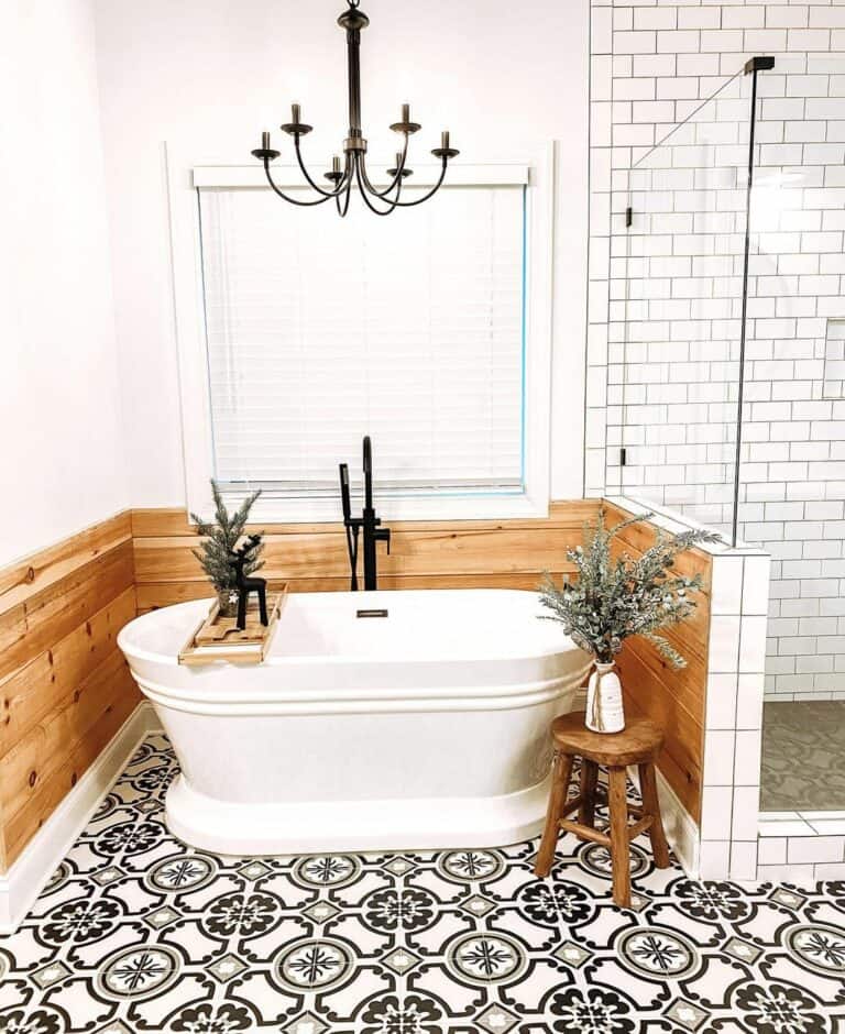 Modern Bathroom Tile Ideas and Wood Panels