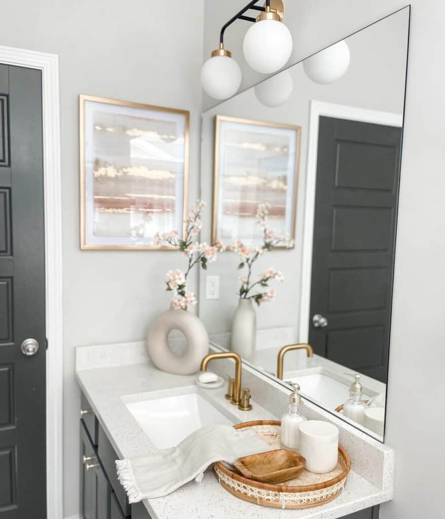 Modern Bathroom With Dark Gray Door