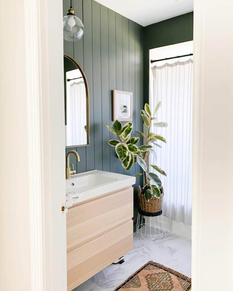 Modern Bathroom With Vertical Shiplap