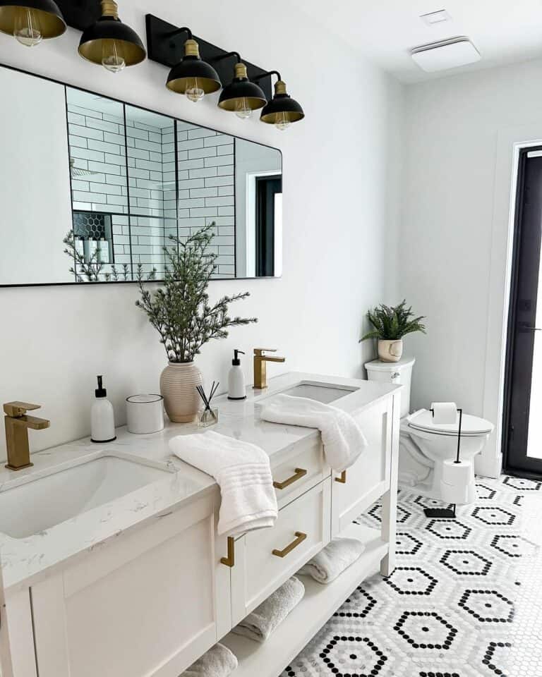 Modern Bathroom with Gold and Black Accents