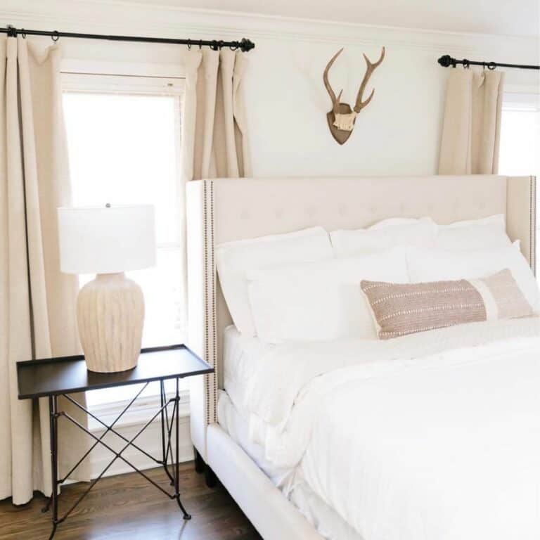 Modern Bed in Front of Window With Curtains Ideas