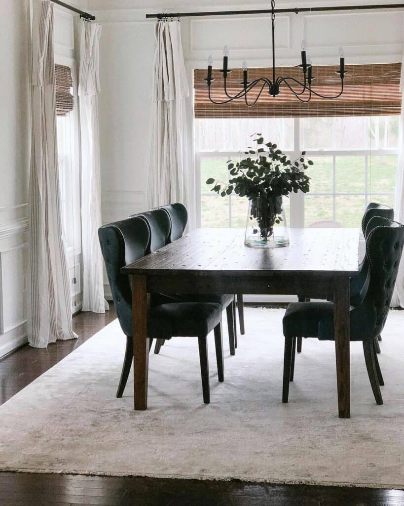 Modern Dining Room with White Wainscoting