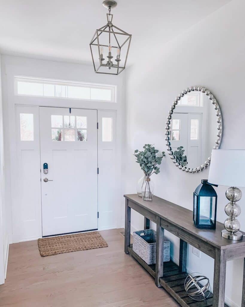 Modern Entryway With Farmhouse Chandlier