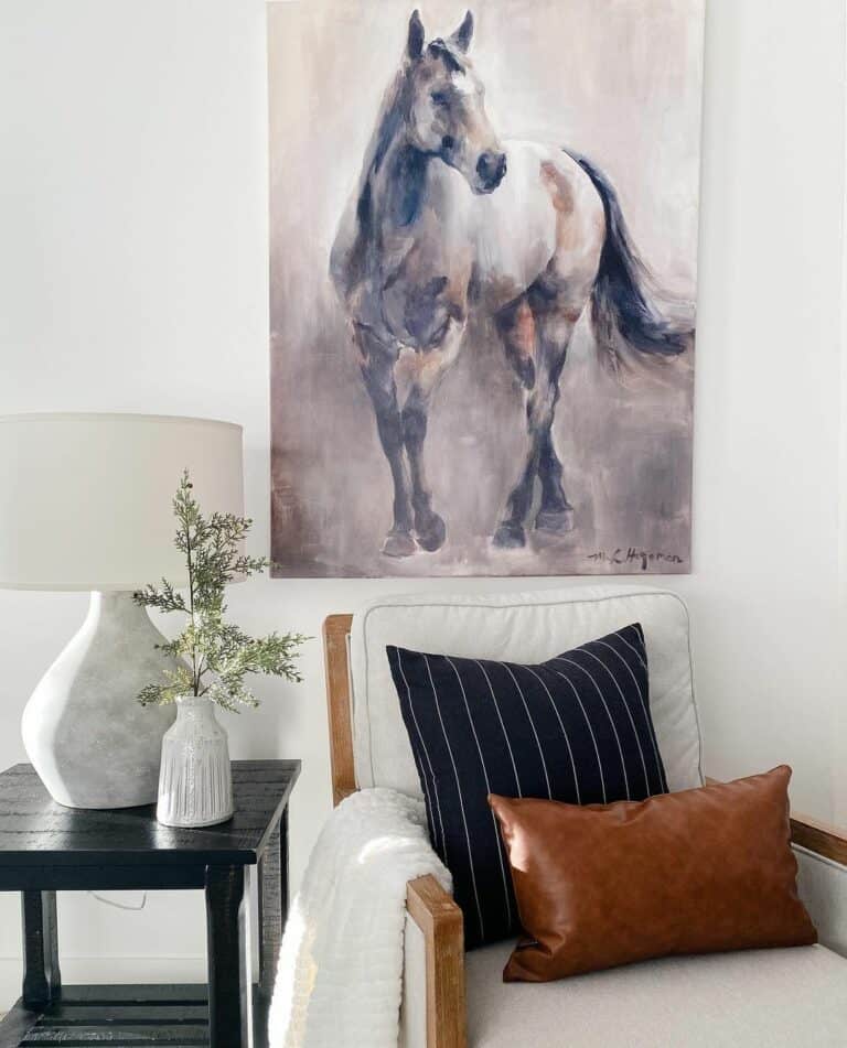 Modern Farmhouse Armchair With Horse Portrait
