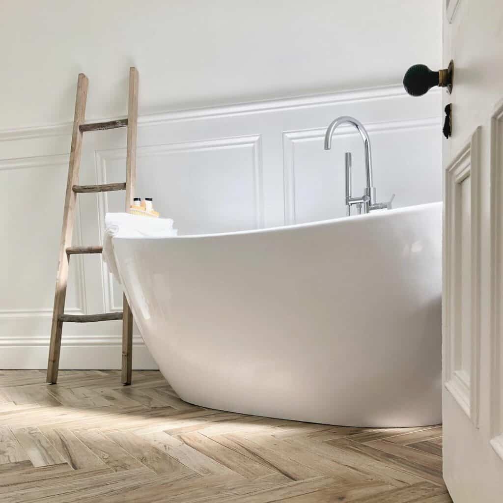 Modern Farmhouse Bath With Standing Tub and Shower