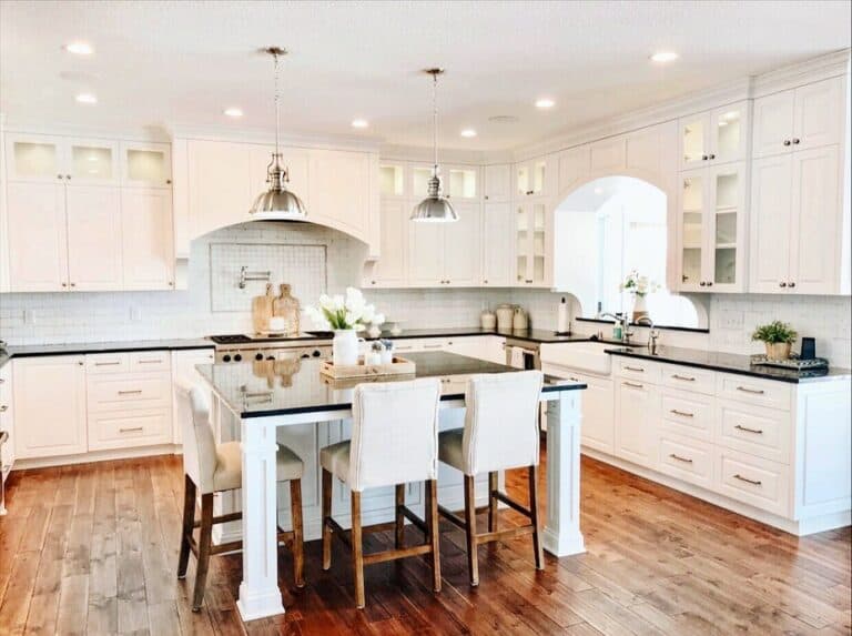 Modern Farmhouse Kitchen with White Tile Backsplash