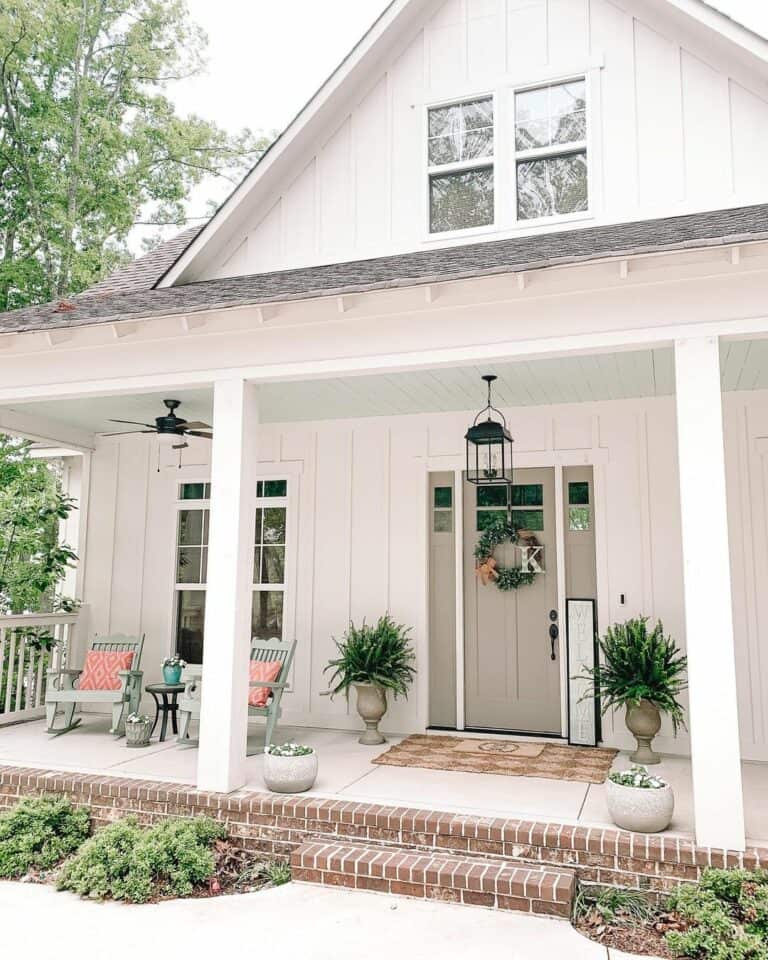 Modern Farmhouse Porch Columns Along Entrance