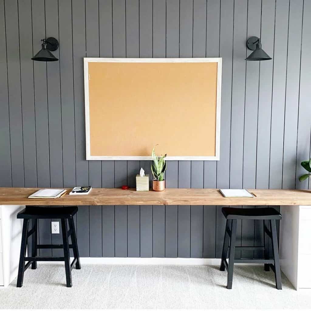 Modern Farmhouse Project Space with Dark Gray Shiplap