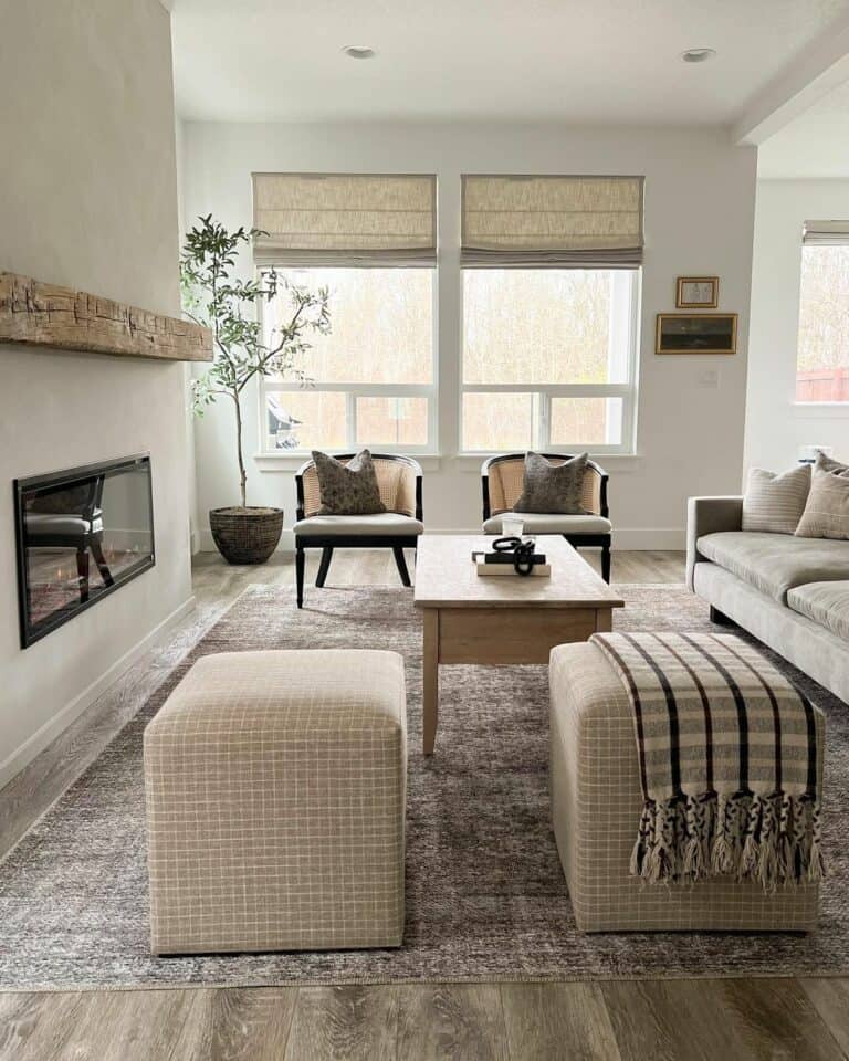 Modern Farmhouse Style Long Living Room