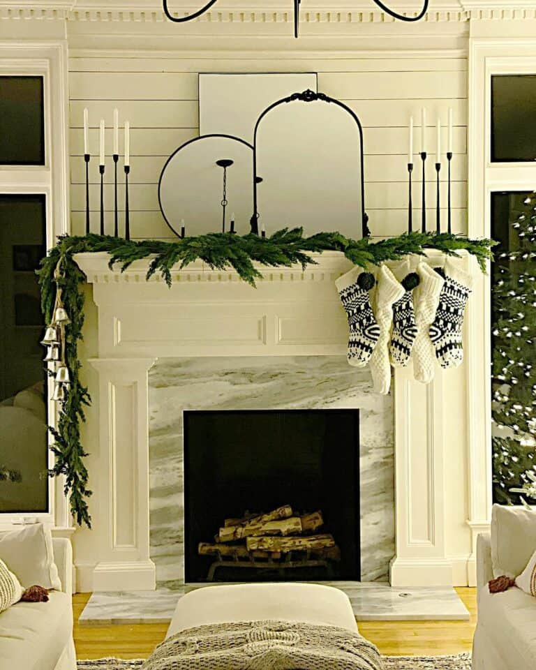 Modern Fireplace Mantel with Christmas Garland