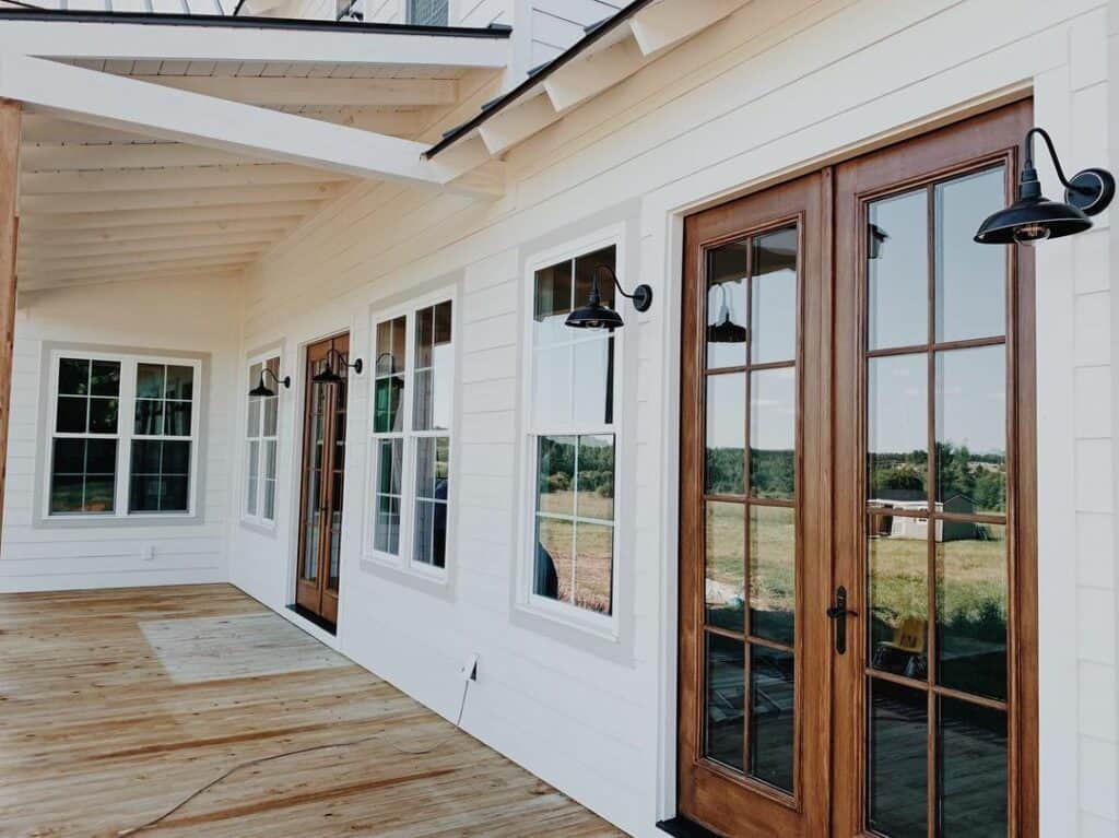 Modern Front Porch Ideas with Double Doors
