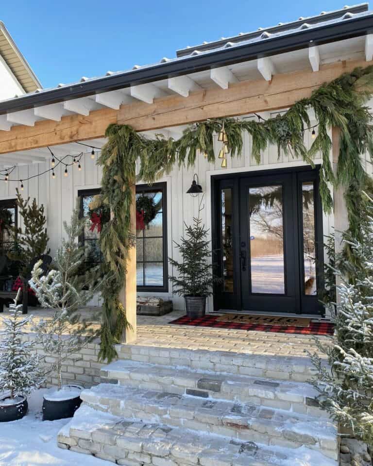 Modern Front Porch with Gray Brick Stairs