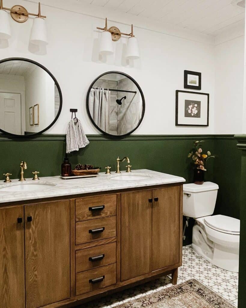 Modern Green Wainscoting Bathroom