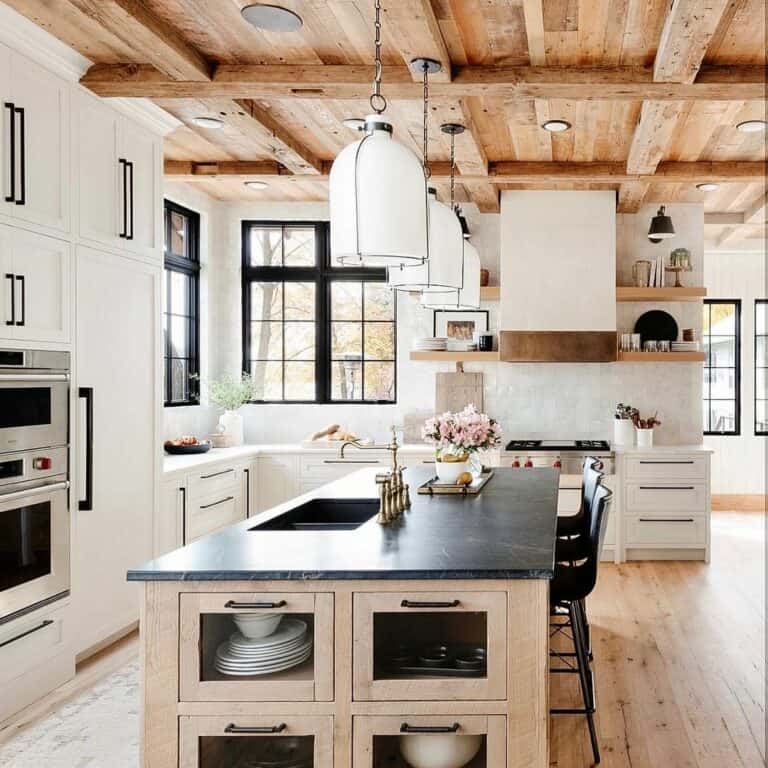 Modern Kitchen Island with Wood Ceiling - Soul & Lane