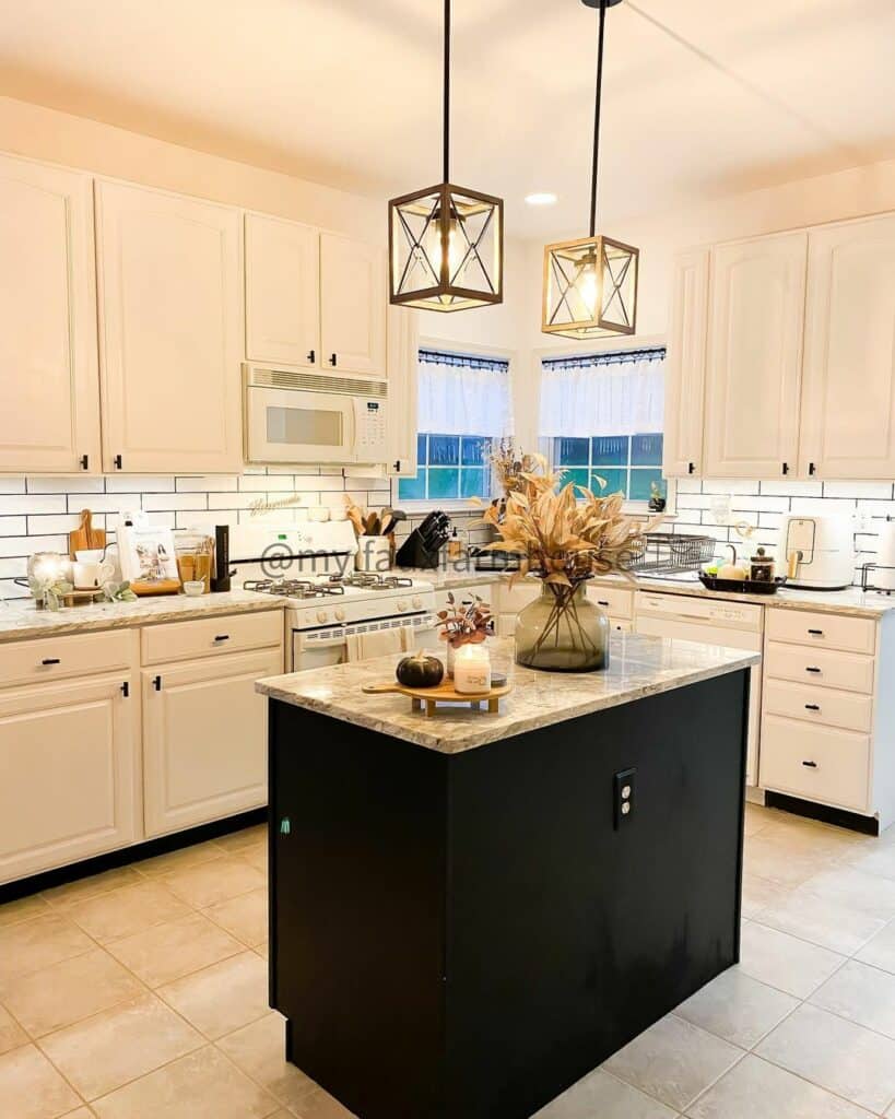 Modern Kitchen with Small Black Island