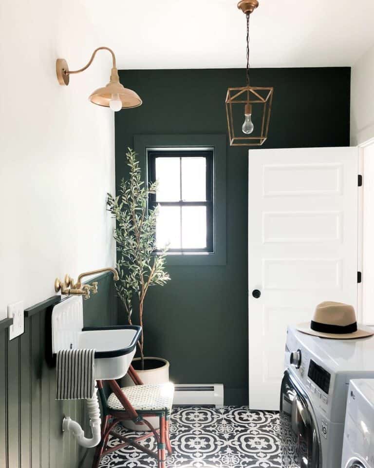 Modern Laundry Room With Gold Accents
