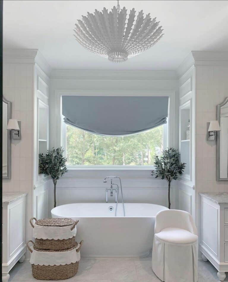 Modern Master Bathroom With Unique Lighting
