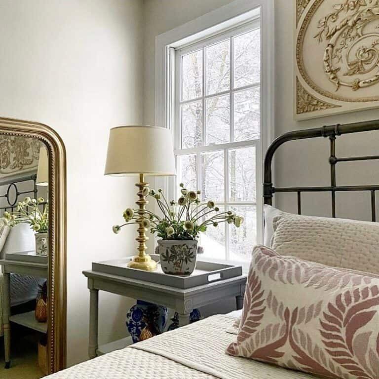 Modern Metal Bed With Nightstand in Front of a Window