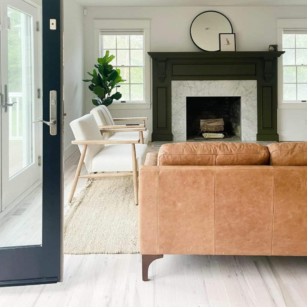 Modern Minimalist Living Room With Dark Gray Mantel