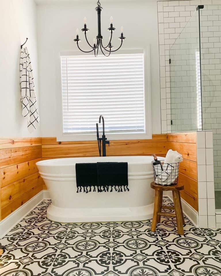 Modern Rustic Bathroom Idea With Deep Soaking Tub