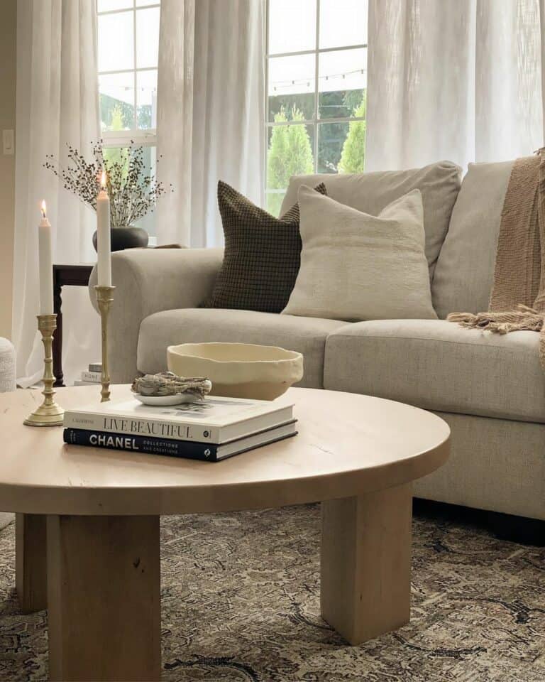 Modern Traditional Living Room With Beige Couch