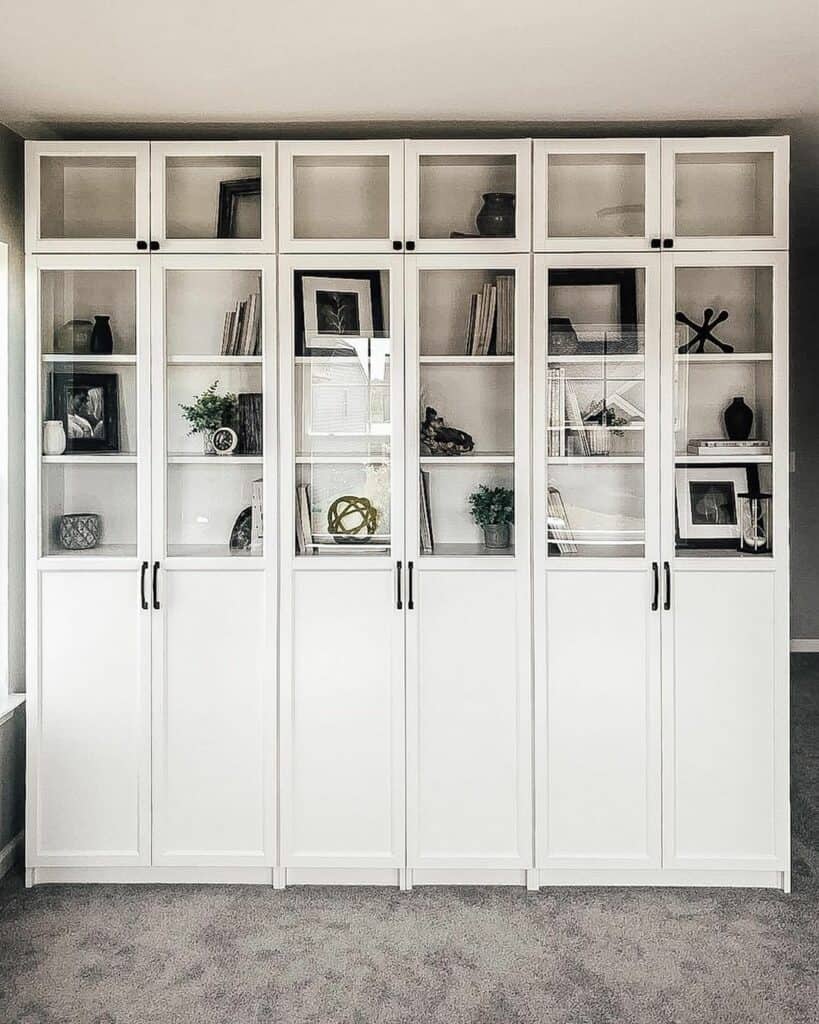 Modern White Cabinets with Glass Doors