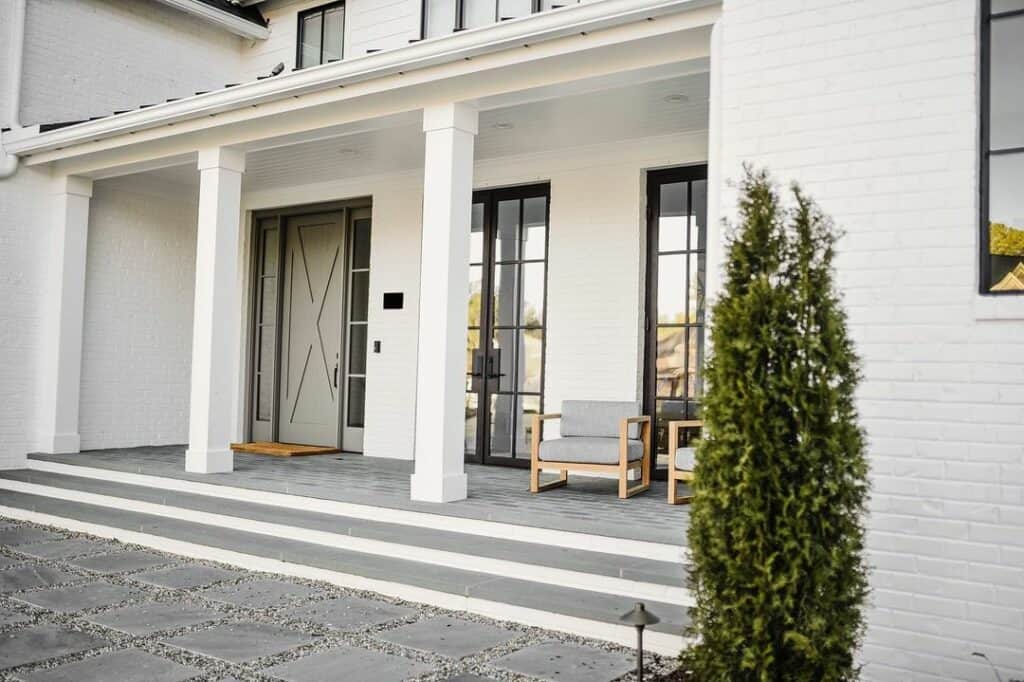 Modern White Front Porch