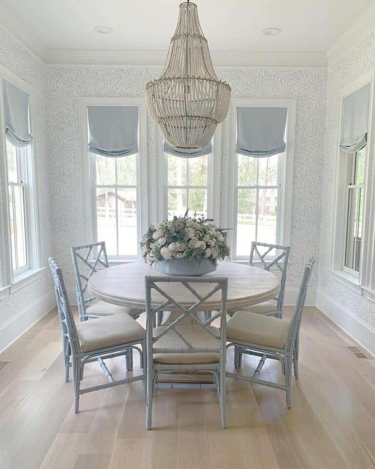 Modern White Window Trim and Light Blue Accents
