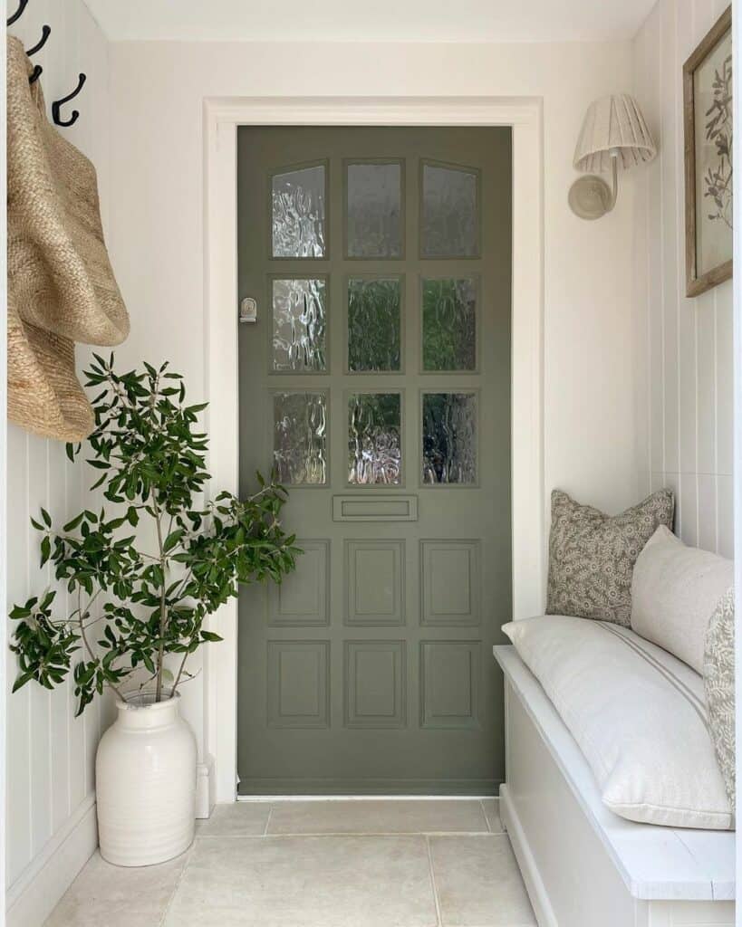 Modern-rustic Entryway With Sage Green Accents