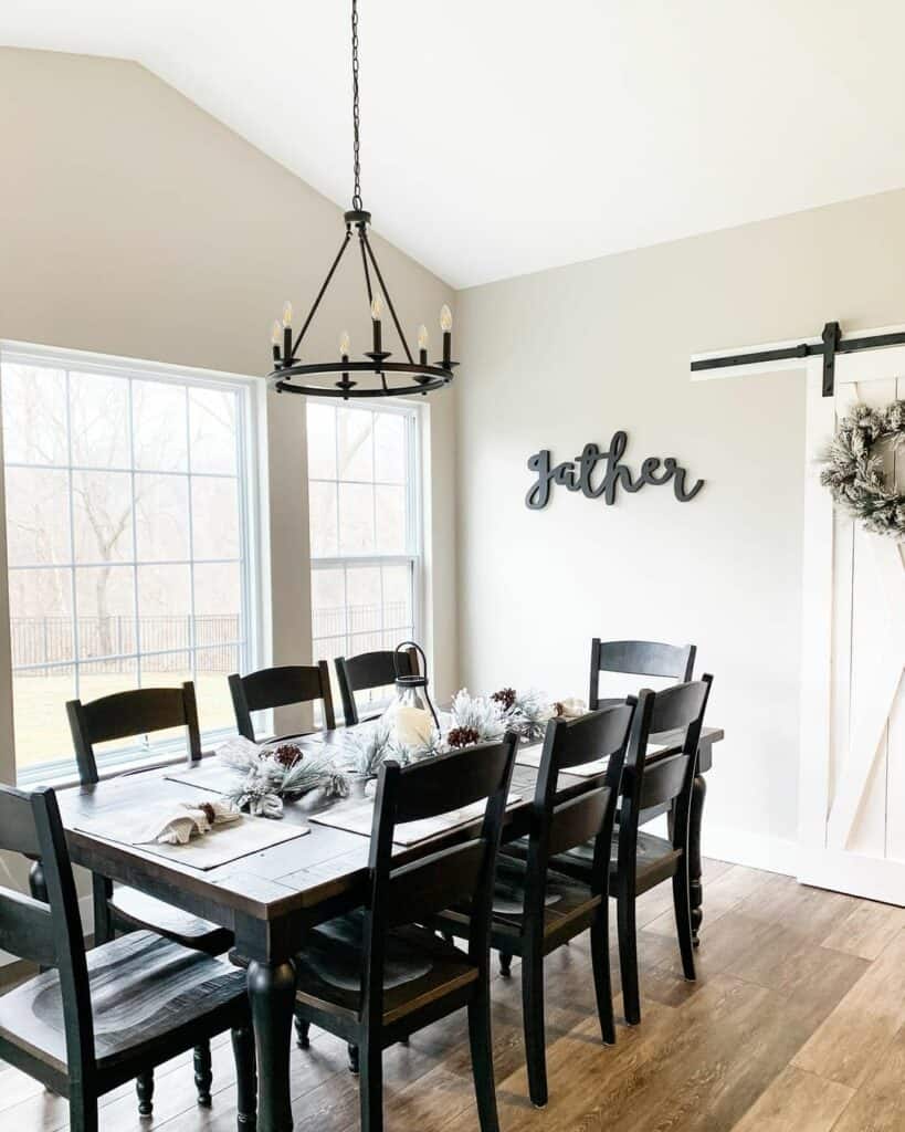 Monochromatic Farmhouse-styled Dining Space