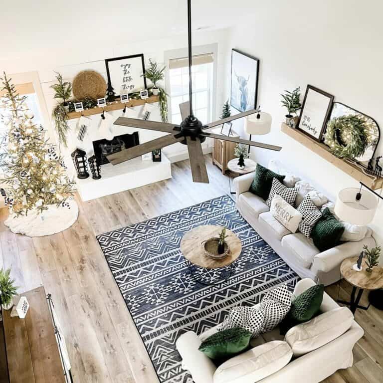 Monochrome Living Room With Festive Décor