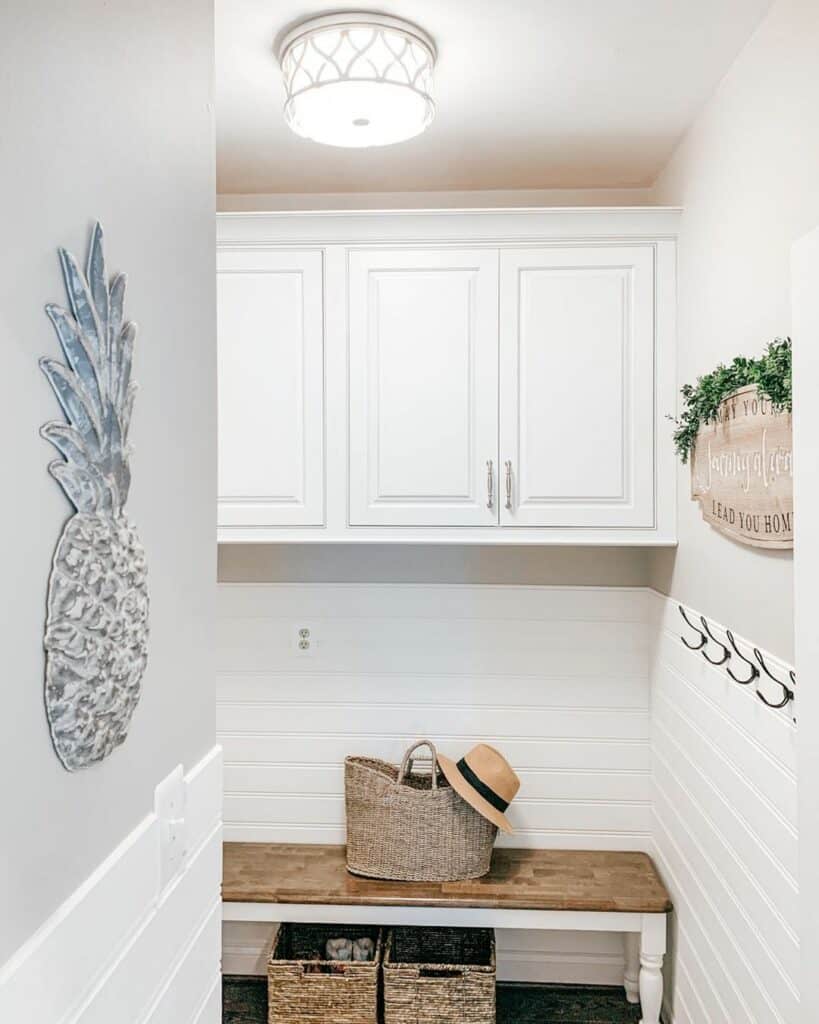 Mudroom with White Wall Cabinets