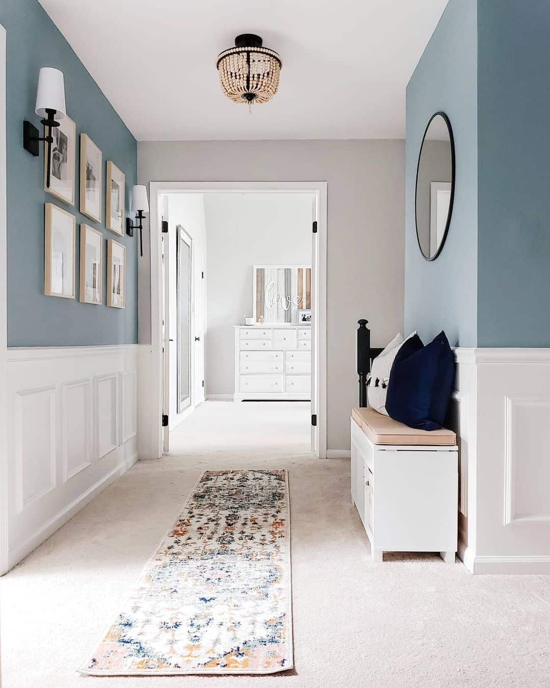 Muted Blue Walls with White Wainscoting Soul & Lane