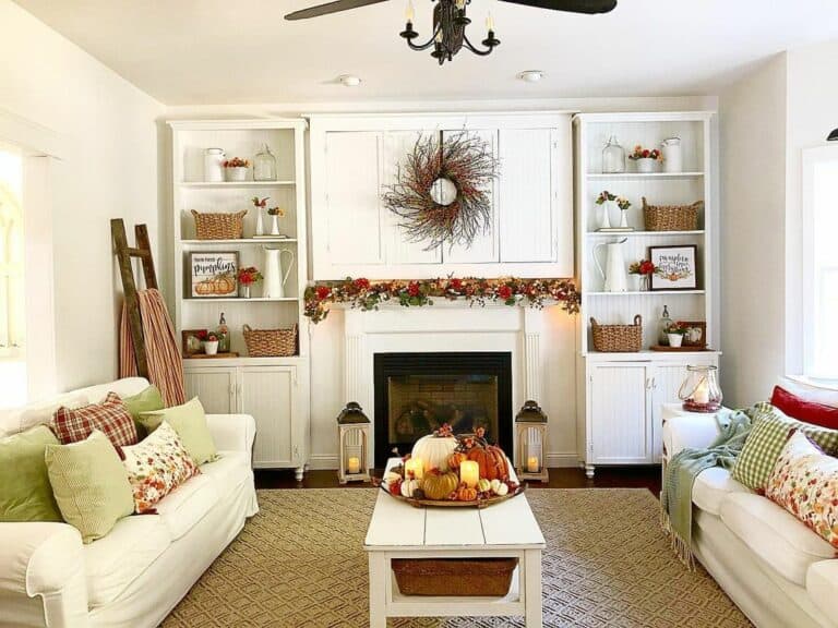 Narrow Living Room With Fall Décor