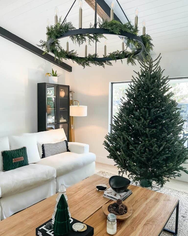 Natural Christmas Décor for Living Room Chandelier
