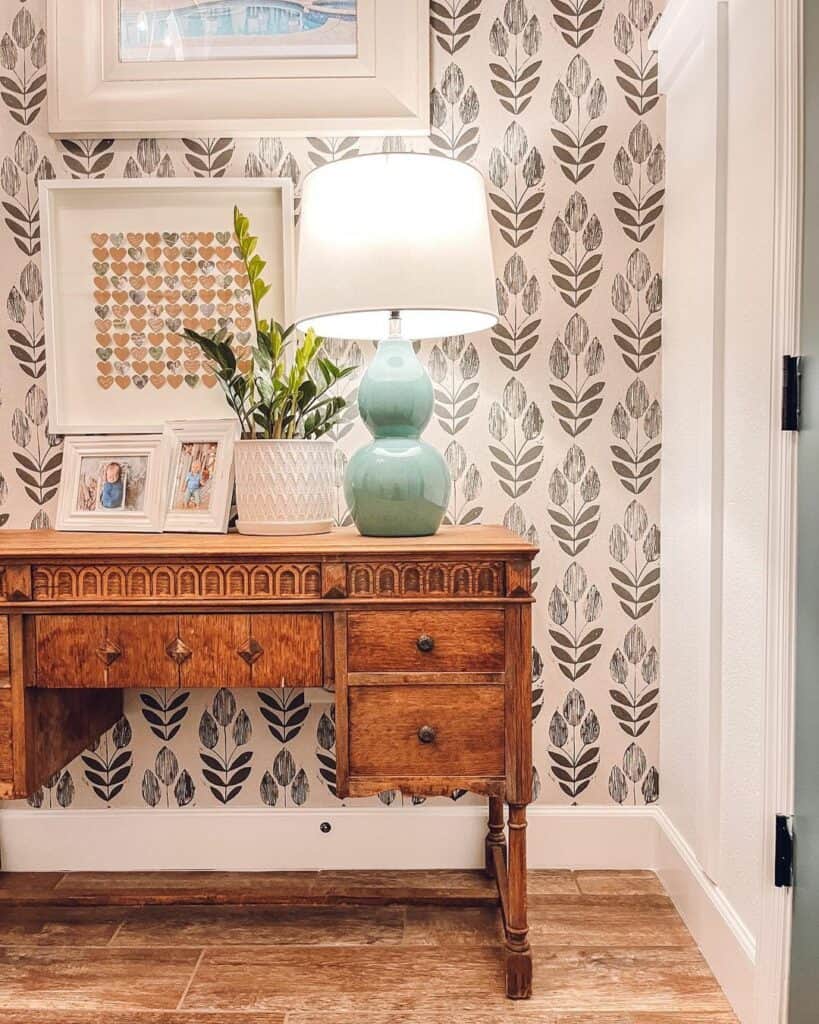 Nature-Inspired Wallpaper Entryway Design