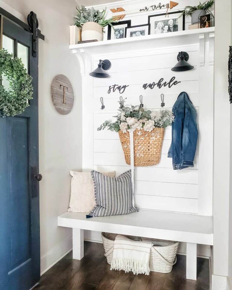Navy Blue and White Small Entryway Lighting Ideas